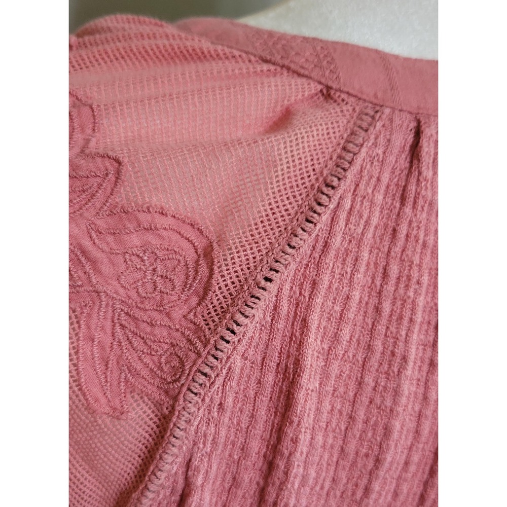 Lucky Brand Dusty Rose Thermal Knit Peasant Top - Picture 8 of 8